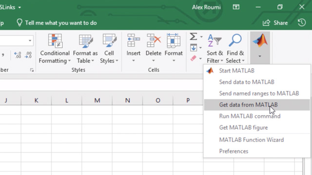 Обмен данными между MATLAB и Excel
